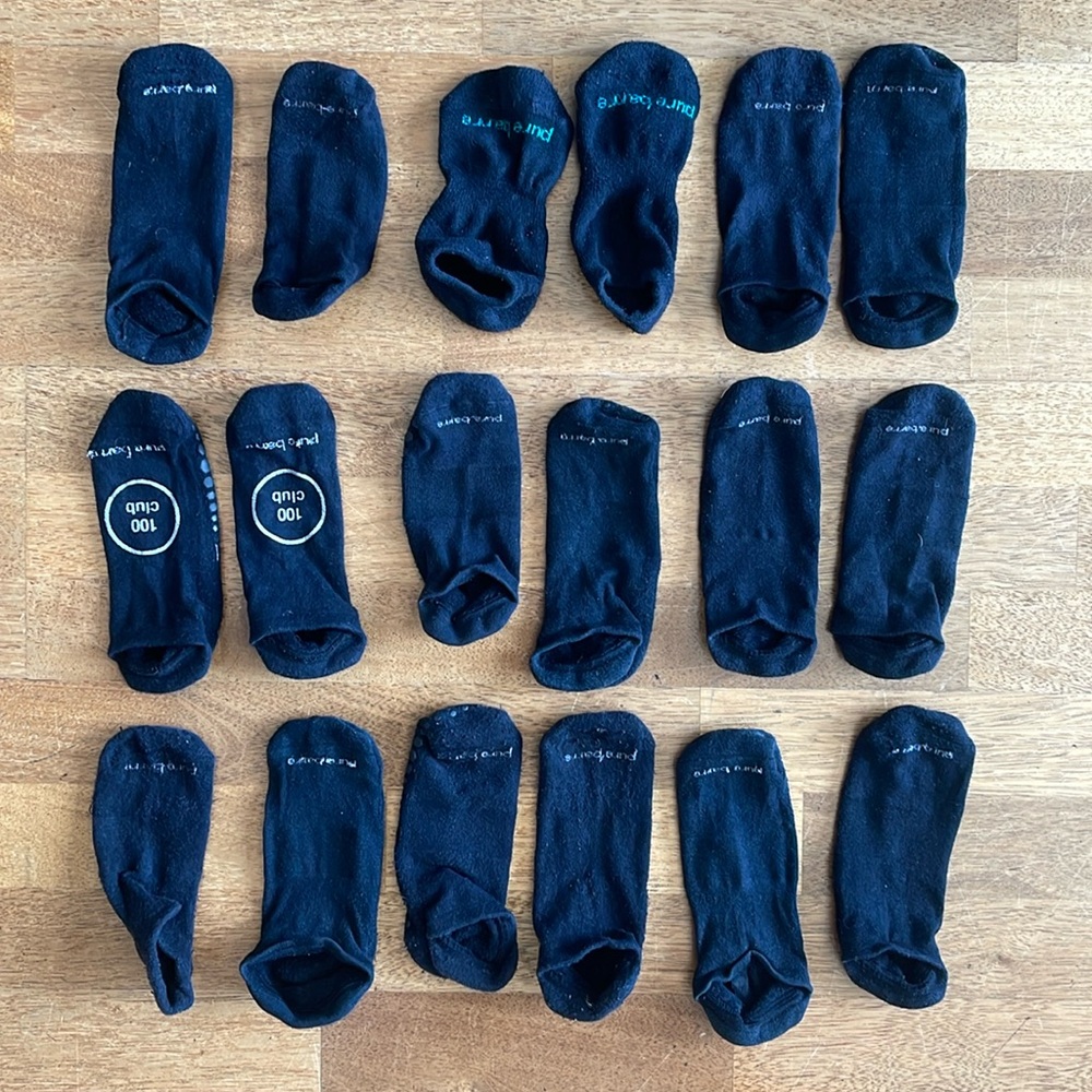 9 pairs of Pure Barre socks
